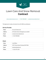 Lawn Care And Snow Removal Contract Template - page 1