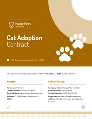 Cat Adoption Contract Template - Pagina 1