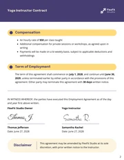 Yoga Instructor Contract Template - Seite 2