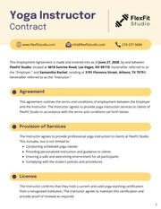 Yoga Instructor Contract Template - Seite 1