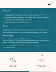 Car Rental Contract Template - Page 2