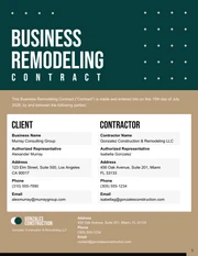 Business Remodeling Contract Template - Página 1