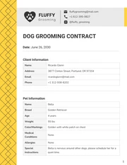 Dog Grooming Contract Template - page 1