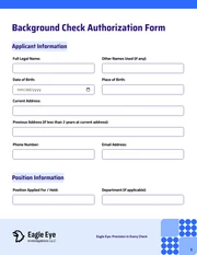 Background Check Authorization Form Template - Pagina 1