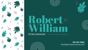 Green Blue Leaf Pattern Simple Business Card - Page 1