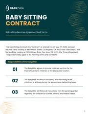 Baby Sitting Contract Template - صفحة 1