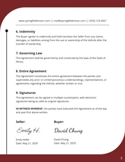 Motor Vehicle Contract of Sale Template - page 3