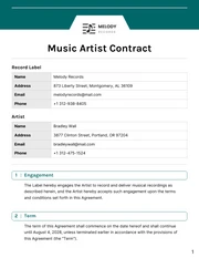 Music Artist Contract Template - Página 1