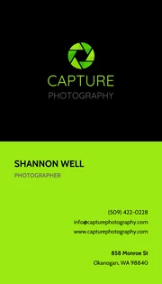 Neon Green Photographer Business Card - Página 1