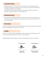 Wedding Florist Contract Template - page 2