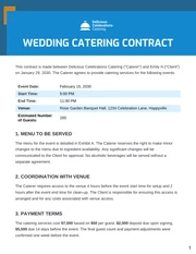 Wedding Catering Contract Template - Pagina 1