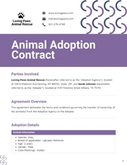 Animal Adoption Contract Template - Página 1