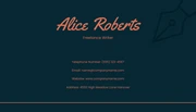 Dark Navy And Light Red Minimalist Professional Writer Business Card - page 2