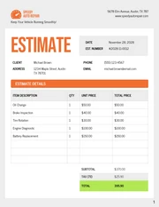 Vehicle Estimate Template - Página 1