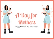 Pink And White Simple Illustration Happy Mother's Day Celebration Postcard - Seite 1