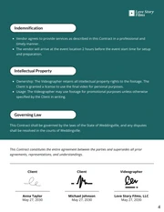 Wedding Videography Contract Template - page 4