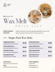 Wax Melt Price List Template - صفحة 1