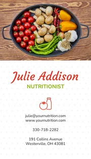 Nutritionist Personal Business Card - Page 1
