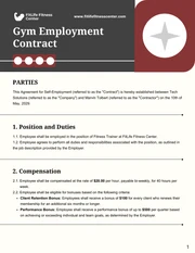 Gym Employment Contract Template - page 1