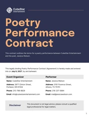 Poetry Performance Contract Template - page 1