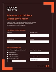 Photo And Video Consent Form Template - Page 1