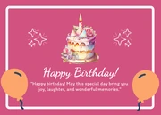 Pink Minimalist Elegant Cheerful Happy Birthday Postcard - Page 1