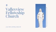 Elegant Creamy White &amp; Blue Business Church Card - Page 1