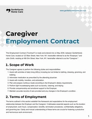 Caregiver Employment Contract Template - Pagina 1