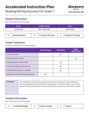 Accelerated Instruction Plan Template - Page 1