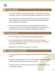 Birth Photography Contract - page 2