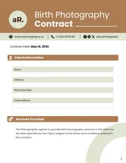 Birth Photography Contract - Page 1