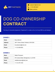 Dog Co-Ownership Contract Template - page 1