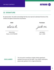 Car Sale Contract Template - Seite 7