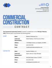 Commercial Construction Contract Template - Pagina 1