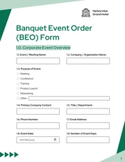 Banquet Event Order Form Template - Page 1