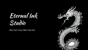 Black And White Dragon Tattoo Business Card - page 1