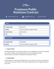 Freelance Public Relations Contract Template - Pagina 1