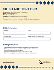 Silent Auction Form Template - Page 1