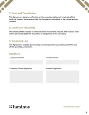 Simple Equity Investment Contract Template - page 2