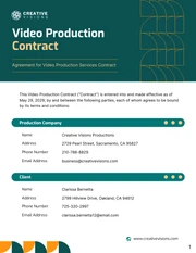 Video Production Contract Template - Page 1