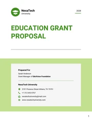 Soft Green And White Clean Education Grant Proposal - Page 1