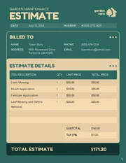 Free Garden Maintenance Estimate Template - صفحة 1