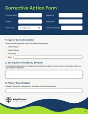 Corrective Action Form Template - Page 1