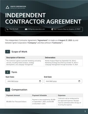 Independent Contractor Agreement Contract - Página 1