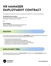 HR Manager Contract Template - Página 1