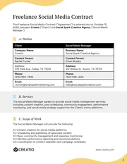 Freelance Social Media Contract Template - صفحة 1
