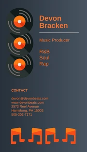 Orange Music Producer Business Card - Página 1