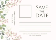Dark Blue and Cream Floral Save The Date Postcards - page 2