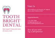 White And Pink Modern Minimalist Tooth Dental Appointment Card - Page 1