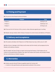 Retail Vendor Contract Template - صفحة 2